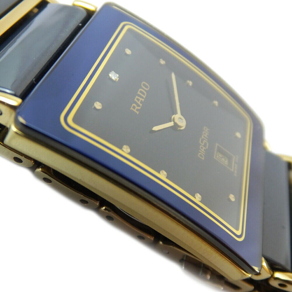 Rado Watch Diastar Square Quartz Navy Dial 160.0281.3N Used in Japan F/S