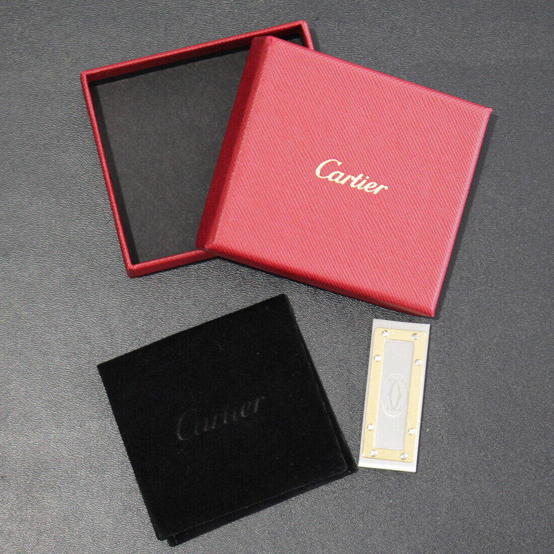 Cartier Santos Money Clip Gold x Silver w/box Used in Japan F/S