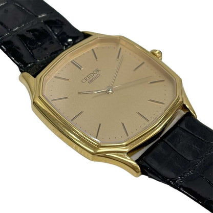 Seiko Credor Gold watch Octagonal Quartz Yellow gold K18YG Used in Japan F/S