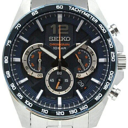 Seiko Watch Chronograph Tachymeter Navy Dial SSB345P1 Used in Japan F/S