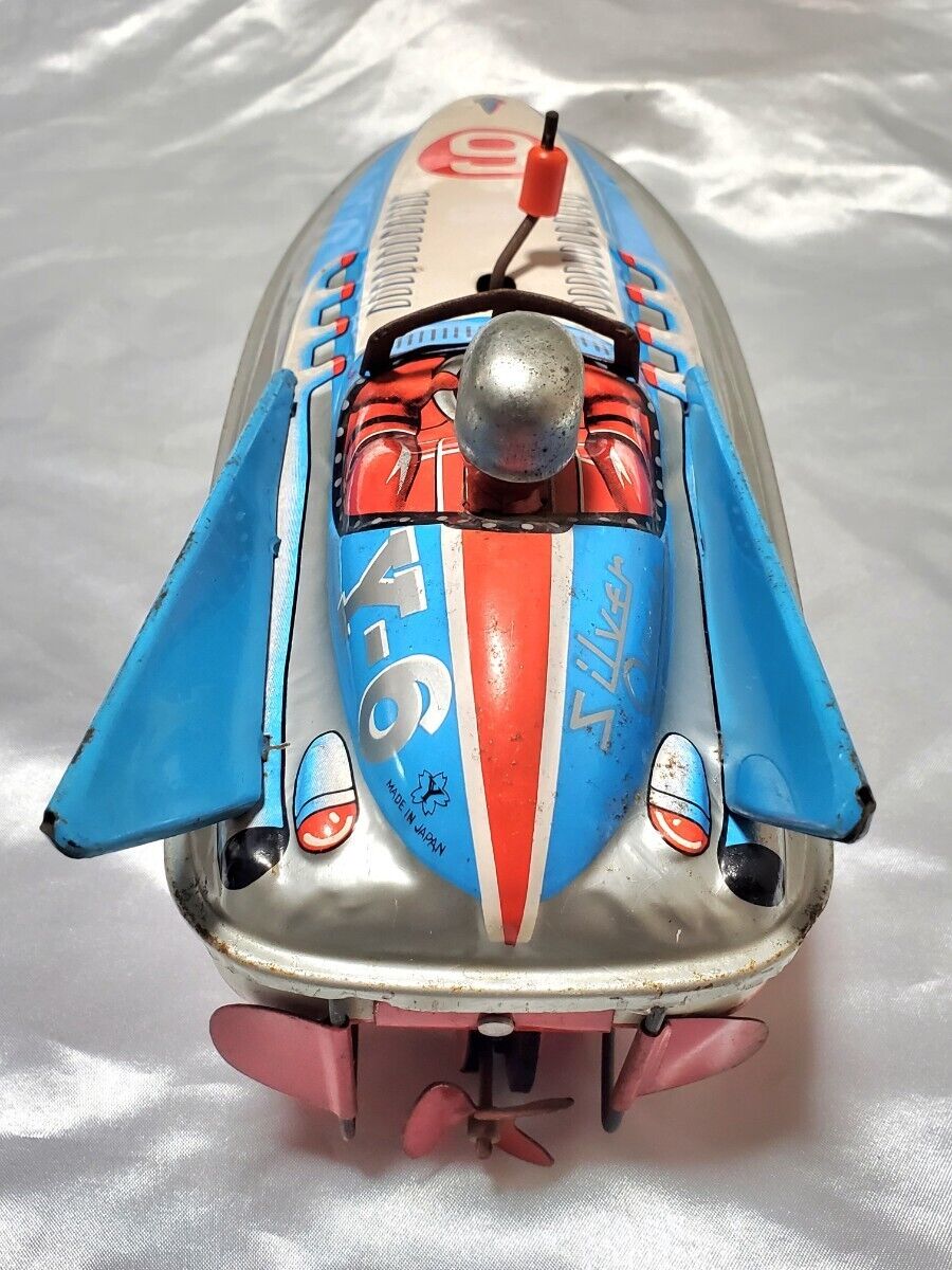 AS-IS Rare Yonezawa Amphibious Boat Y-6 Tin Friction Toy Ship Car Used in Japan