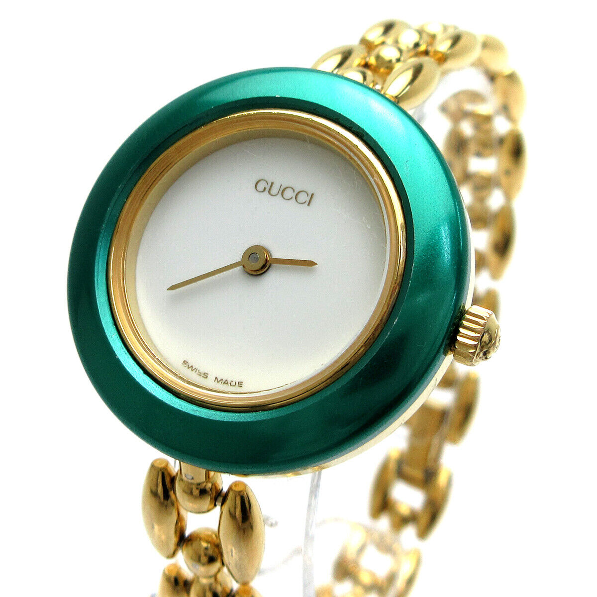 Gucci Watch Bezel Change 6 Types Gold Bracelet White Dial 11/12.2 w/box Used F/S