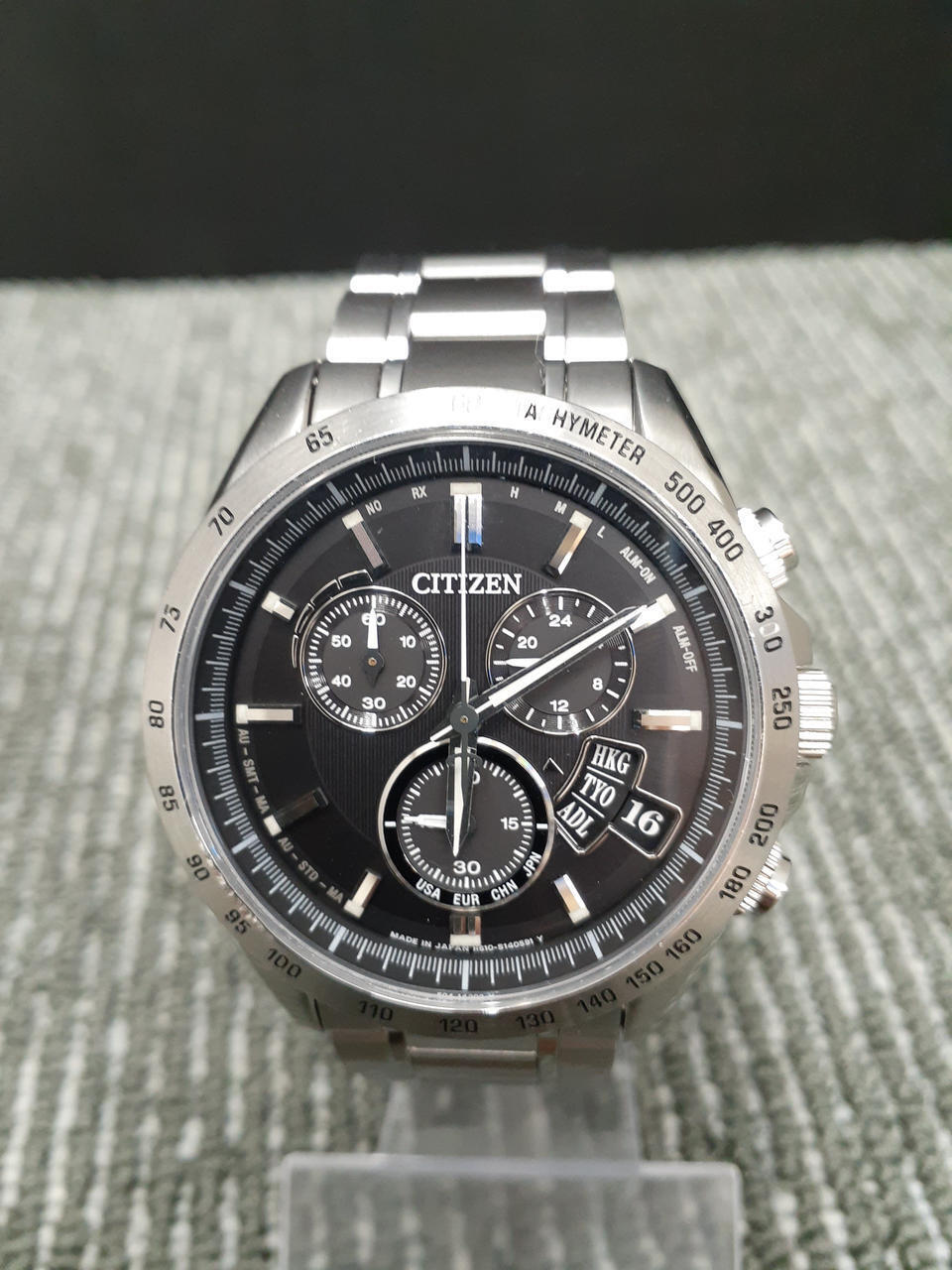 Citizen Watch Eco-Drive Chronograph Radio Wave Solar BY0130-51E Used in Japan