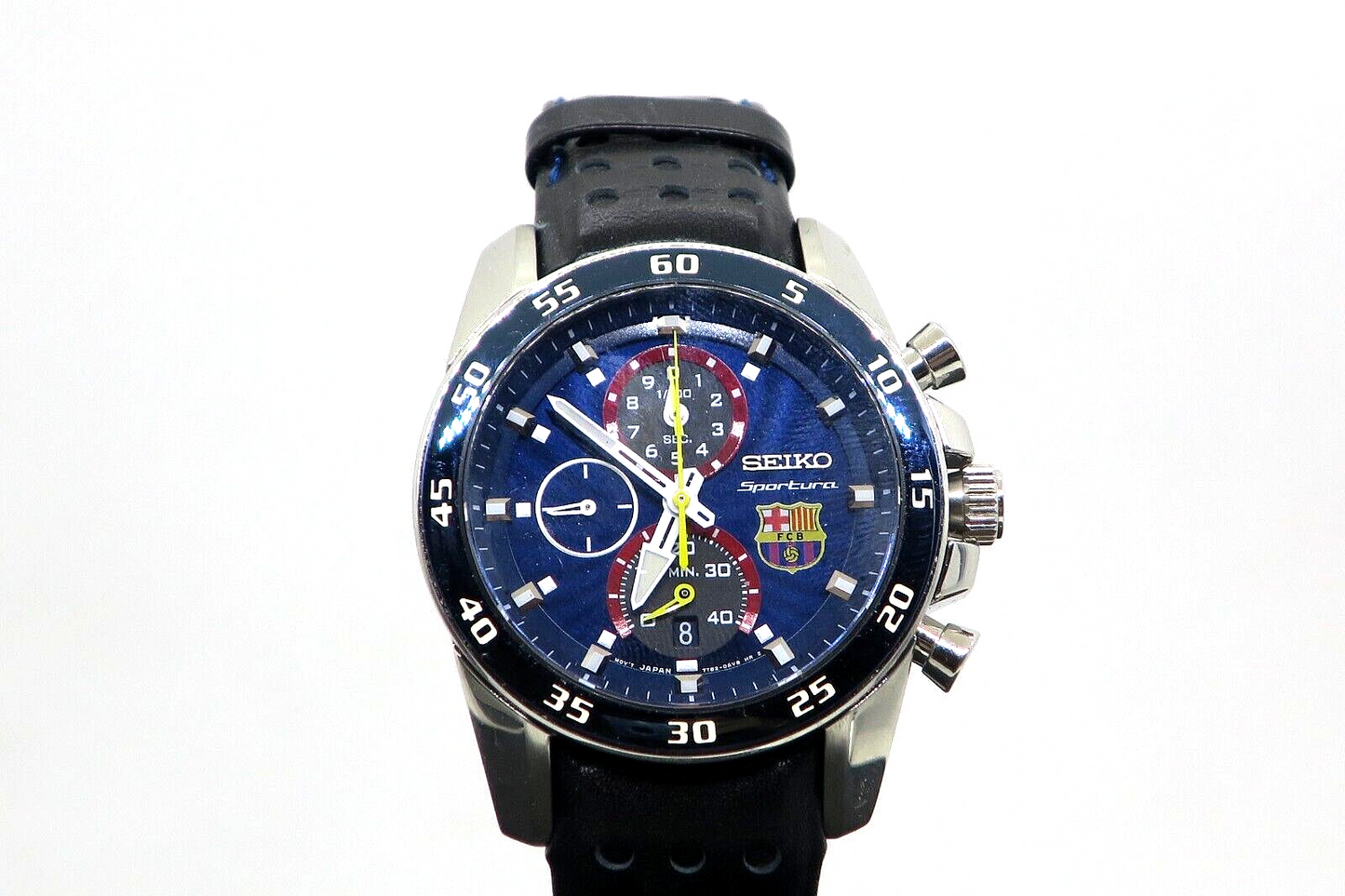 Very Rare Near Mint Seiko Watch Sportura FC Barcelona w/box paper Used F/S