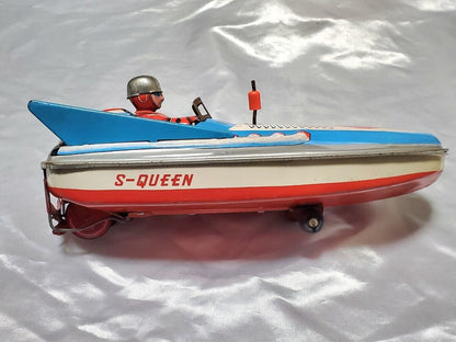 AS-IS Rare Yonezawa Amphibious Boat Y-6 Tin Friction Toy Ship Car Used in Japan