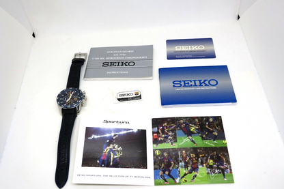 Very Rare Near Mint Seiko Watch Sportura FC Barcelona w/box paper Used F/S