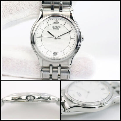 Seiko Credor Rare 8J86-6A00 Men's Watch White Dial Quartz Used in Japan