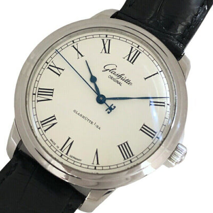 Rare GLASHUTTE ORIGINAL Senator 1-39-59-01-02-04 White Used in Japan F/S