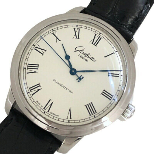 Rare GLASHUTTE ORIGINAL Senator 1-39-59-01-02-04 White Used in Japan F/S