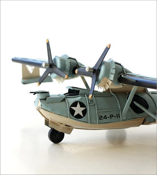 Rare Vintage Tin toy American Nostalgia flying boat Used in Japan F/S