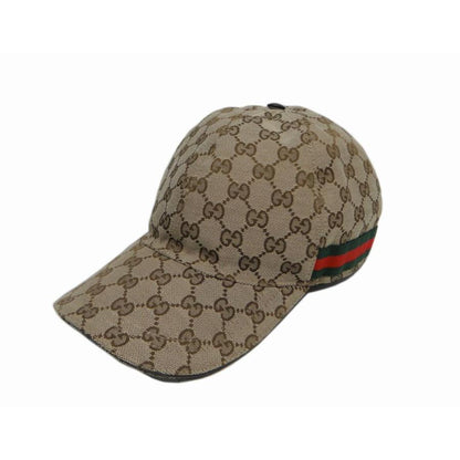 GUCCI GG Canvas Shelly Baseball Cap Hat 200035 Beige Used in Japan F/S