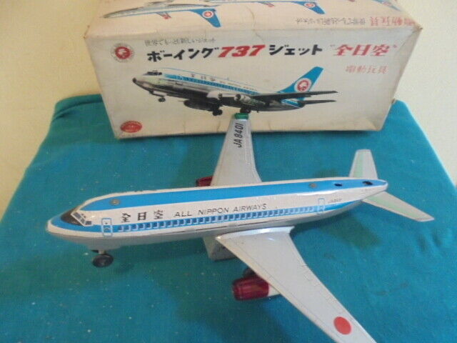 Rare AS-IS Nomura Toy All Nippon Airways Electric Toy Boeing 737 Jet Tin Used