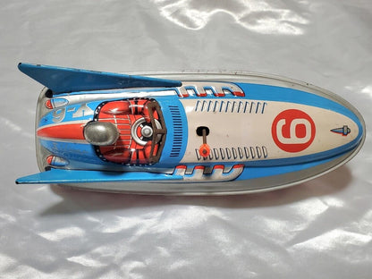 AS-IS Rare Yonezawa Amphibious Boat Y-6 Tin Friction Toy Ship Car Used in Japan