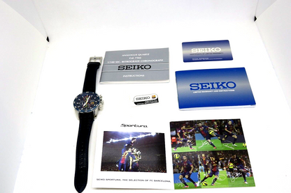 Very Rare Near Mint Seiko Watch Sportura FC Barcelona w/box paper Used F/S