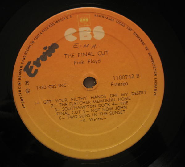 Rare Costa Rica version Pink Floyd / The Final Cut LP Used in Japan F/S