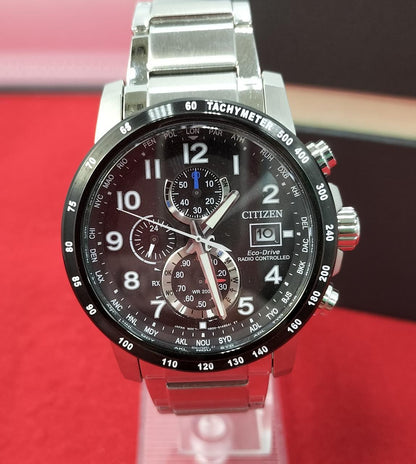 Citizen Watch Eco Drive Chronograph Solar Radio Wave AT8124-83E Used in Japan