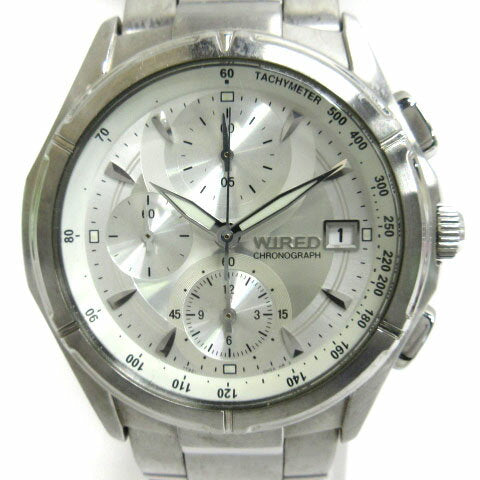 WIRED SEIKO Watch chronograph analog date 7T92-0GB5 Used in Japan