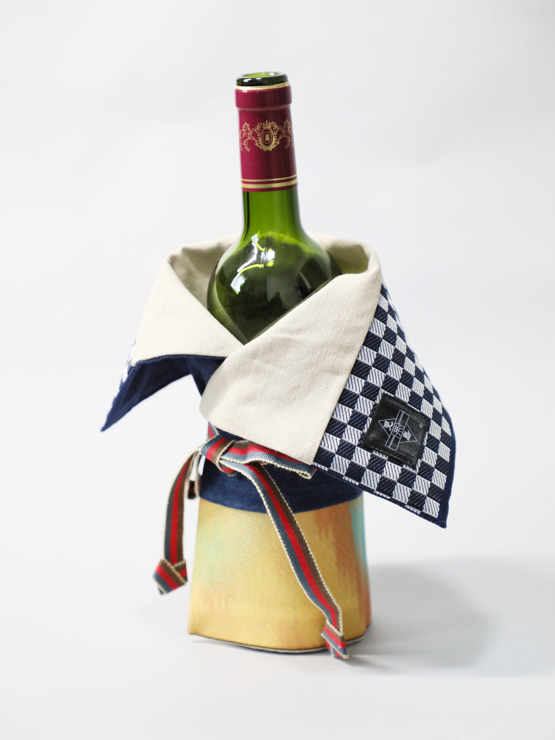 Sake Bottle Cover Sleeve (reversible) Ichimatsu checkered pattern Japan