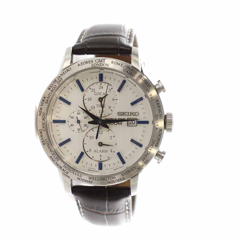 Seiko Watch World Time Quartz chronograph date calendar 3 hands Used