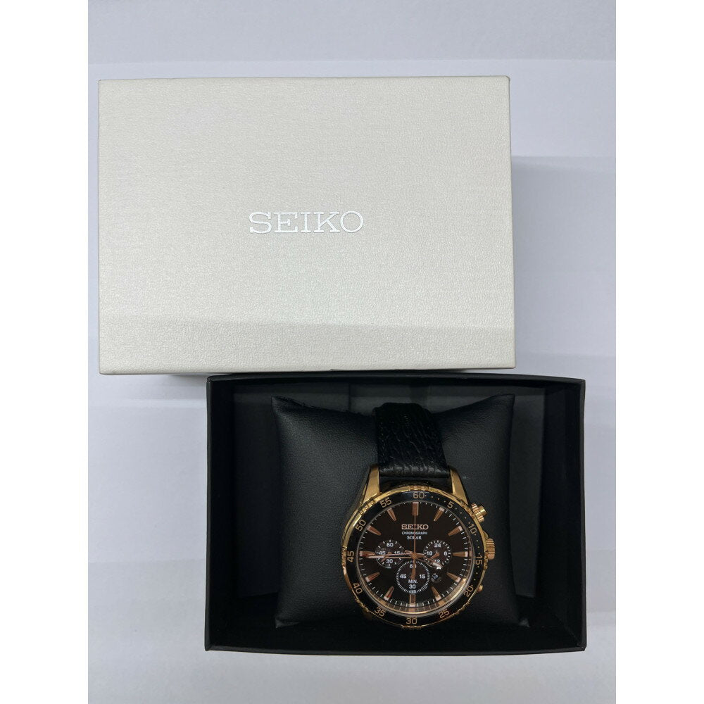 Seiko Watch Chronograph Black Dial Solar V175-0DH0 Used in Japan