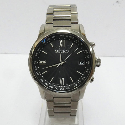 Seiko Watch Solar Radio Brightz SAGZ097 Black Used in Japan