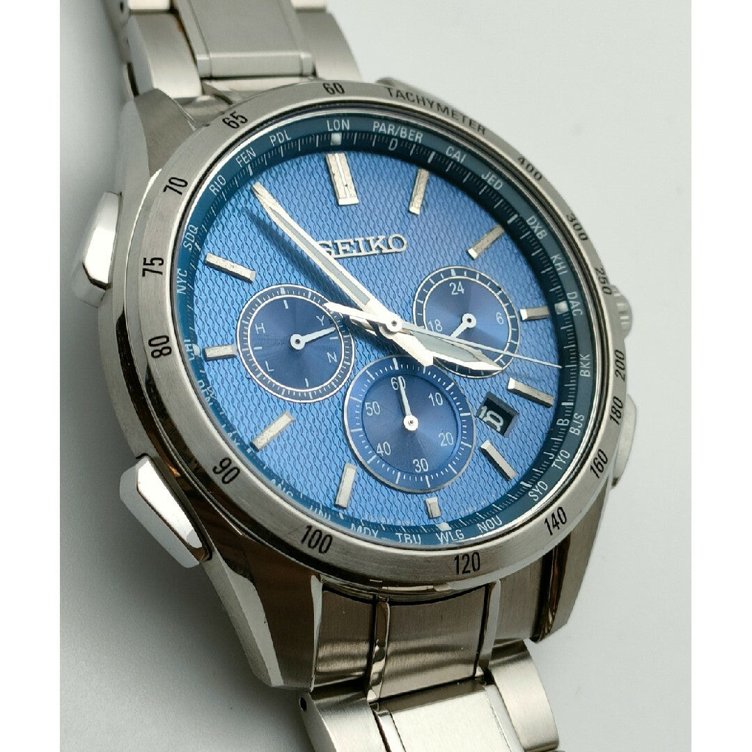 Seiko Watch Brightz Radio Solar Chronograph World Time SAGA191 Used in Japan