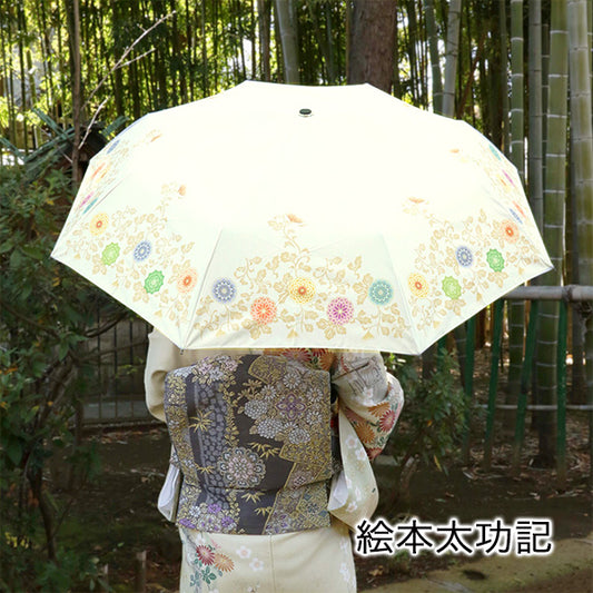 Kabuki Folding Umbrella Fujimusume Wisteria Design Compact Woman Japan