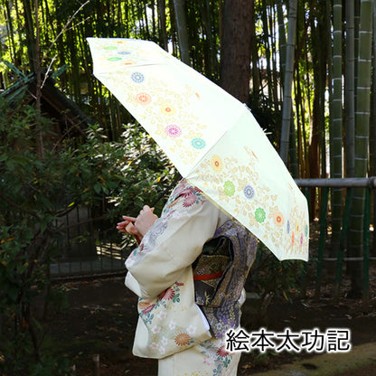 Kabuki Folding Umbrella Fujimusume Wisteria Design Compact Woman Japan