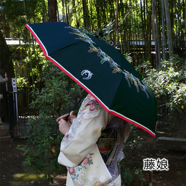 Kabuki Folding Umbrella Fujimusume Wisteria Design Compact Woman Japan