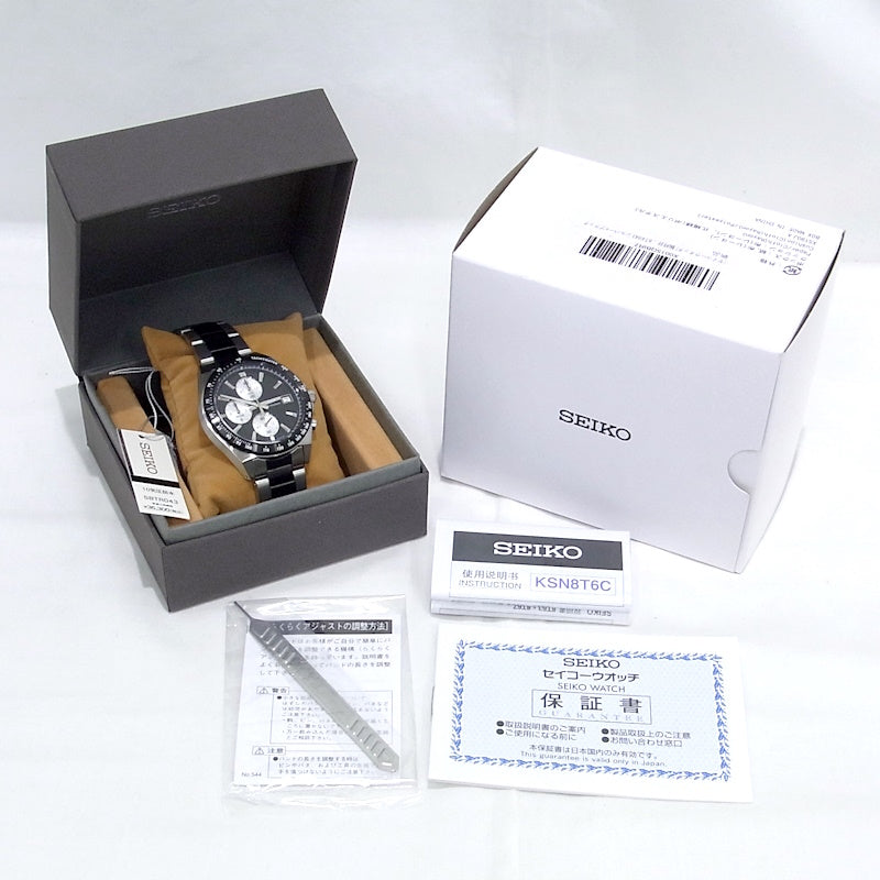 Near Mint Seiko Watch Chronograph Quartz Black Dial SBTR043 Used in Japan