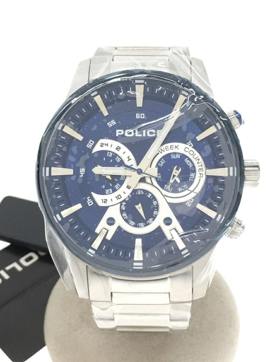 Police Watch Quartz Analog Stainless steel Blue 15523J Used in Japan