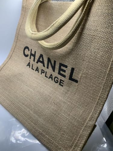 Rare Chanel novelty tote bag material linen New From Japan