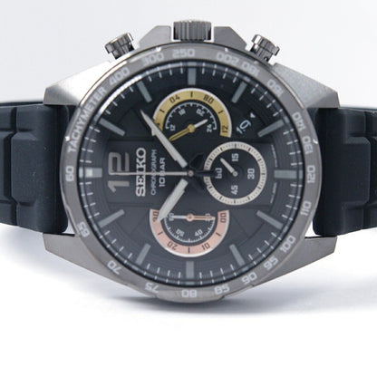 Seiko Watch quartz chronograph 100M waterproof black dial SSB349P1 men's Used