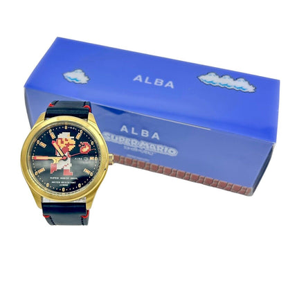 Seiko Watch ALBA Super Mario Automatic Black Dial ACCA701 Used in Japan