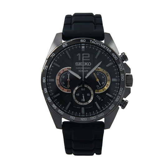 Seiko Watch quartz chronograph 100M waterproof black dial SSB349P1 men's Used
