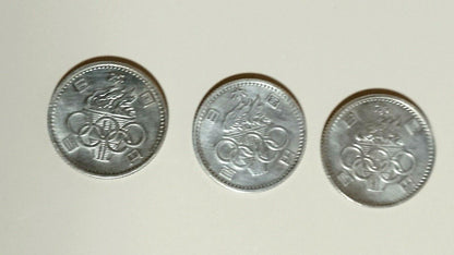 ［Rare] 1964 Tokyo Olympics 100 yen Commemorative Coin Set of 3 From JAPAN