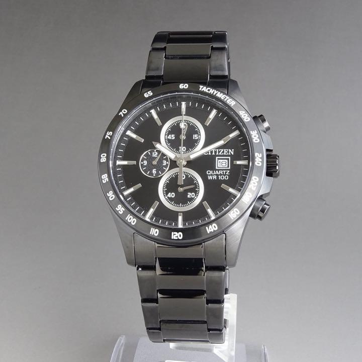 Mint Citizen luxury men's watch Chrono 42mm black dial waterproof From Japan