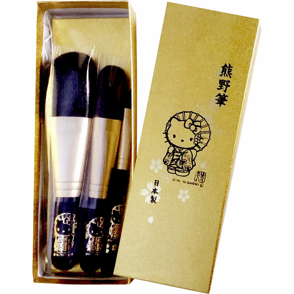 JAPAN Kitty Kumano brush powder brush, cheek brush, eye shadow brush 3 set. F/S