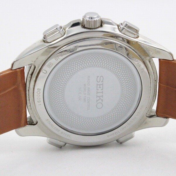 Seiko Watch Dolce Chronograph White Dial Solar Radio SADA039 Used in Japan