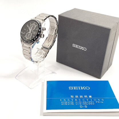 Seiko Watch Chronograph Spirit Solar Analog Black V172-0AP0 Used in Japan