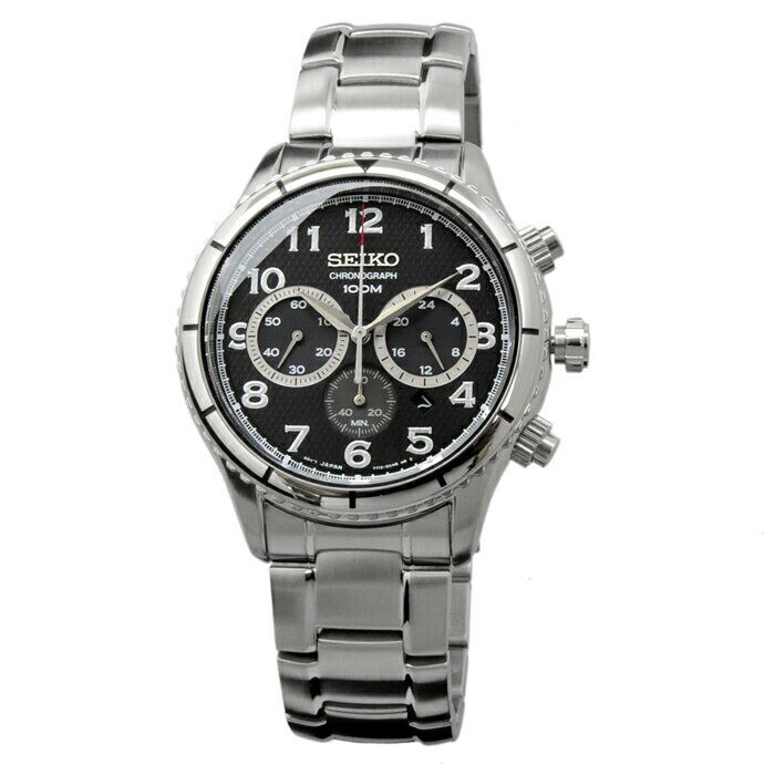 Near Mint Seiko Watch Chronograph Black Dial SRW037P1 Men's Used in Japan