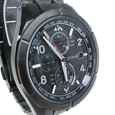 Citizen Watch Atessa Black Titanium Analog Eco Drive Radio H800-T02 Used in JPN