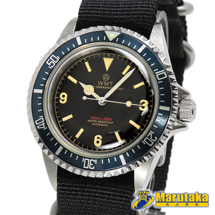 WMT Watch Sea Diver Vintage Style Men's Automatic Black Dial Used in Japan