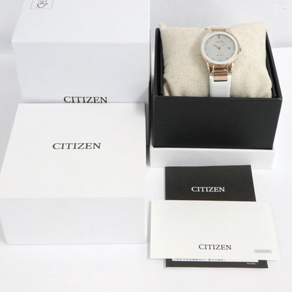 Near Mint CITIZEN Watch Eco-Drive Axiom SS White Shell Solar Ladies Used in JPN