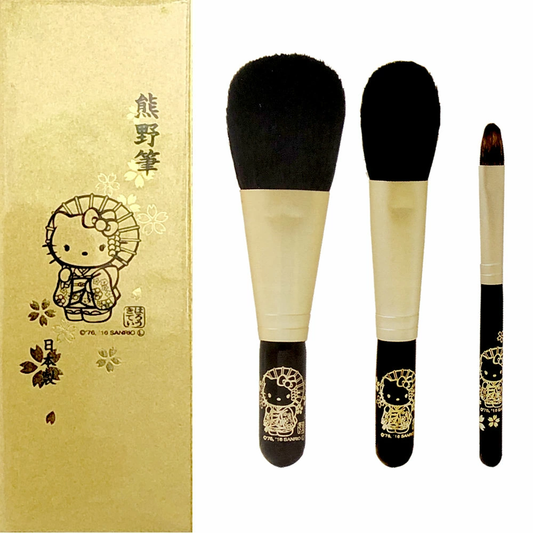 JAPAN Kitty Kumano brush powder brush, cheek brush, eye shadow brush 3 set. F/S