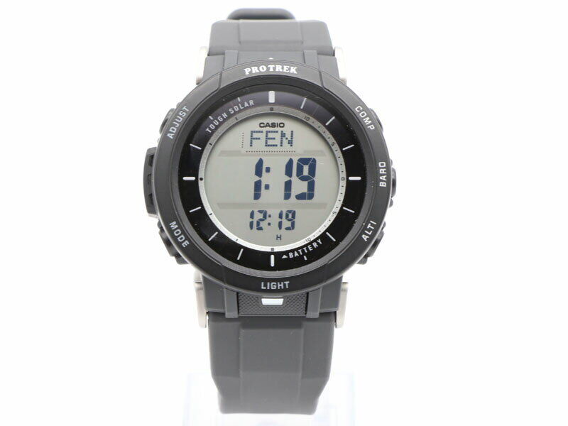 Casio Watch Protrek Solar Men's Tough Solar Black PRG-30-1JF Used in Japan