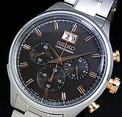 Near Mint Seiko Watch Chronograph Dark gray Dial SPC151P1 Men's Used in Japan