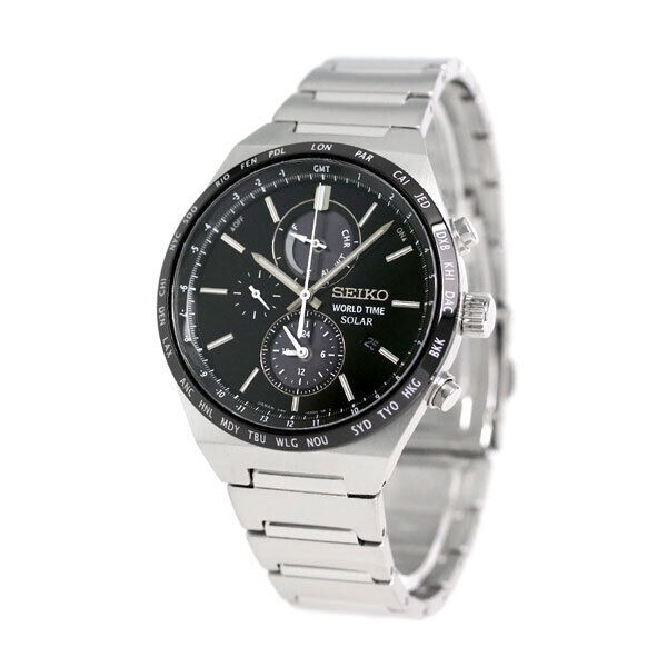 Near Mint Seiko Watch Chronograph Quartz Black Dial SBPJ025 Used in Japan