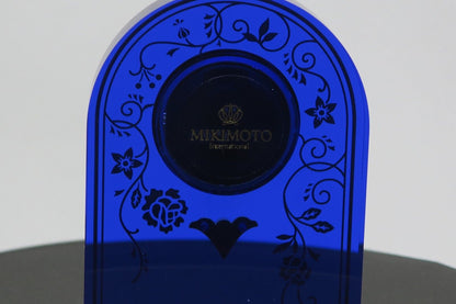 Mikimoto International Rose Pattern Clock Blue NNS-507BE Used in Japan