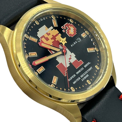 Seiko Watch ALBA Super Mario Automatic Black Dial ACCA701 Used in Japan